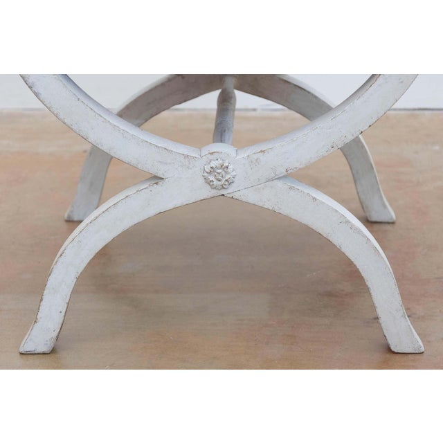 Mid 19th Century Swedish 1830s Empire Style Painted and Upholstered Stool with Spindle Arms For Sale - Image 5 of 9
