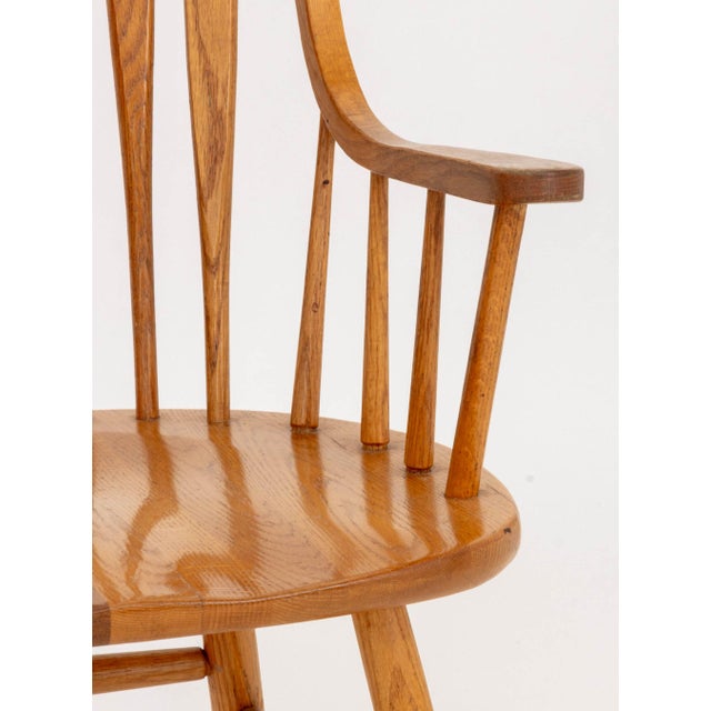 Pair of Contemporary Oak Windsor Side Chairs For Sale - Image 4 of 7