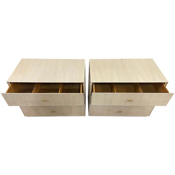 Modern 30" Finished 2 Drawer Vintage Nightstand Set of 2 For Sale - Image 3 of 4