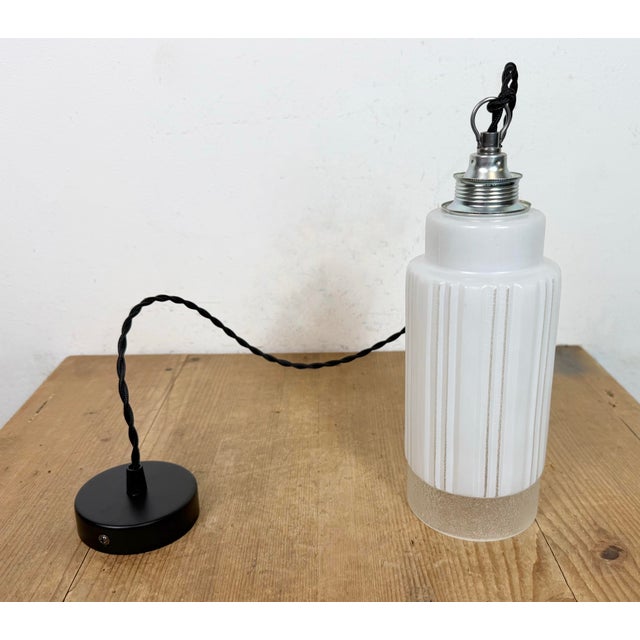 Metal Vintage Glass Ceiling Light, 1970s For Sale - Image 7 of 15