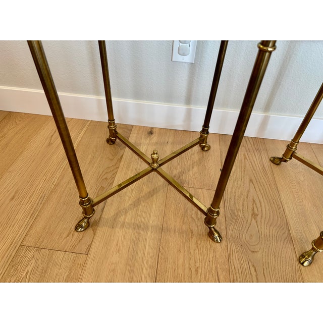 Vintage Italian Brass and Glass Round Side Tables - A Pair For Sale - Image 14 of 18