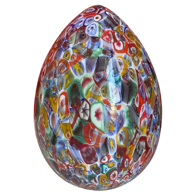 Floral Multicolor Murano Style Glass Egg Small Table Lamp from Simoeng For Sale