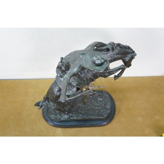 Mid 20th Century Frederic Remington Roman Bronze Works Bronco Buster Sculpture 23" For Sale - Image 13 of 15