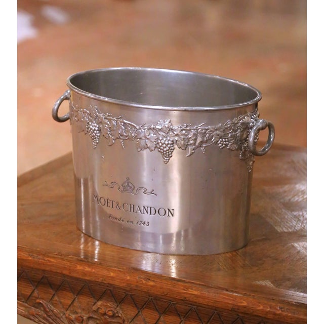 French Early 20th Century French Moët & Chandon Pewter Two-Bottle Champagne Cooler For Sale - Image 3 of 12