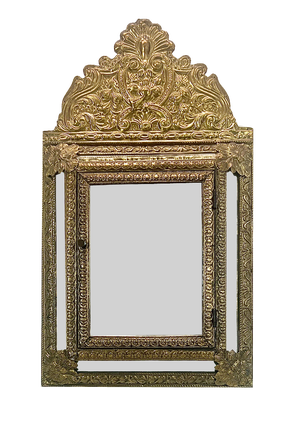 Vintage Embossed Brass Mirror Cabinet, 1950s