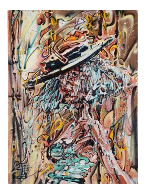 "Portrait of a Woman With Hat" Contemporary Modernist Abstract Figurative Oil Painting by Costain