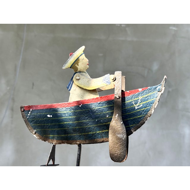 Vintage Folk Art Nautical Metal Toy Sailor Pendulum Sculpture, 1950s For Sale - Image 3 of 13