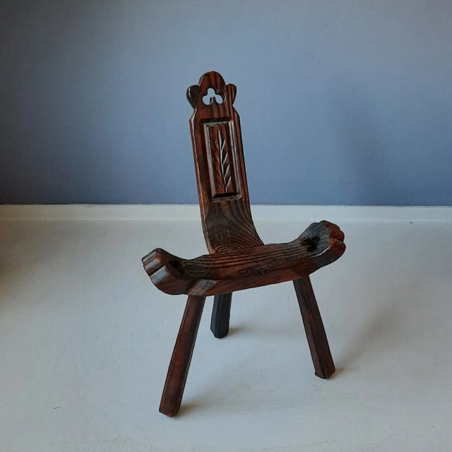Spanish Wooden Stool, 1960s For Sale - Image 6 of 10