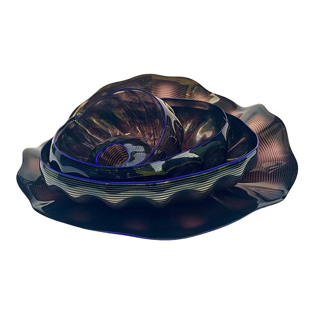 Modern Piece Persian Set with Cobalt Lip Wraps, Dale Chihuly - 5 pcs For Sale