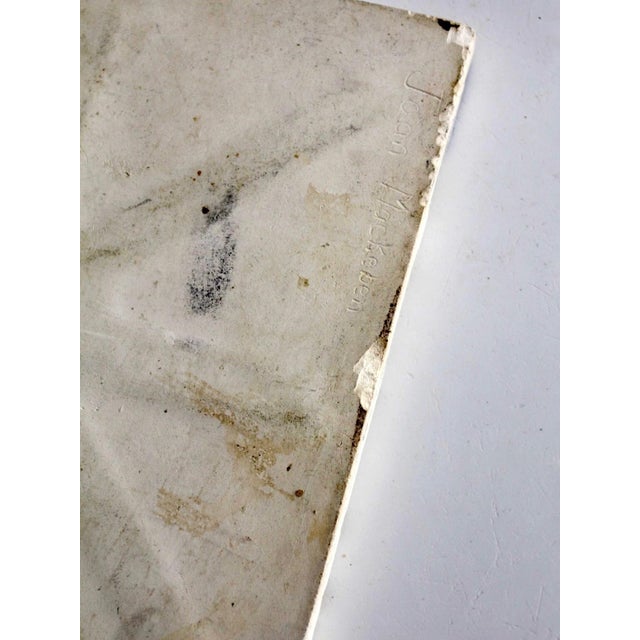 White Mid-Century Hand-Painted Ceramic Tile For Sale - Image 8 of 9