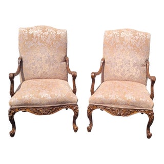 1990s Fine Pair of Large High Back Georgian Style Armchairs For Sale