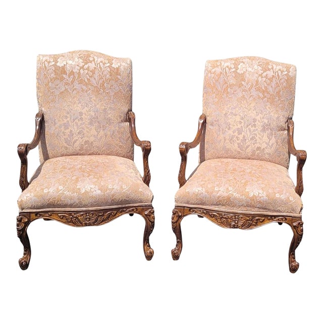 1990s Fine Pair of Large High Back Georgian Style Armchairs For Sale