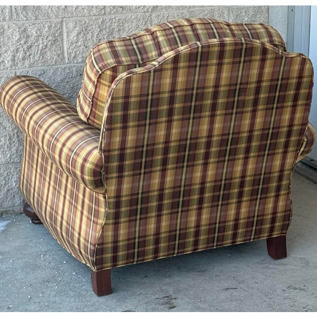 Ethan Allen Upholstered Club Chair With Ottoman For Sale In New York - Image 6 of 12