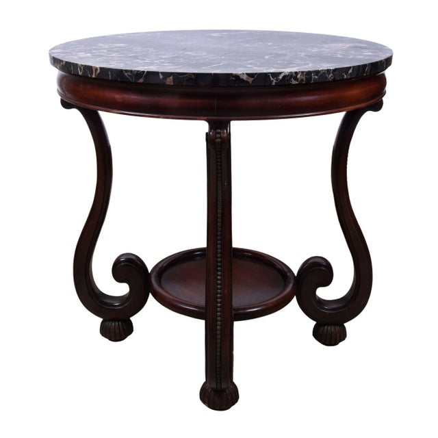 19th Century French Style Onyx & Mahogany Round Table For Sale - Image 4 of 7