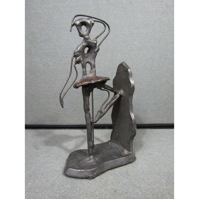 Mid-Century Modern Vintage Brutalist Abstract Ballerina Metal Bookend Sculpture For Sale - Image 3 of 9