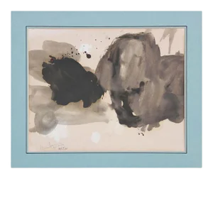 1960s "Militair" Gray Toned Abstract Watercolor Painting