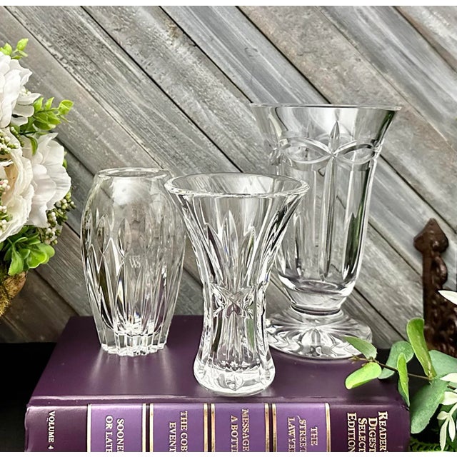 Traditional Vintage Waterford Crystal Blown Glass Crystal Bud Vases - Set of 3 For Sale - Image 3 of 8