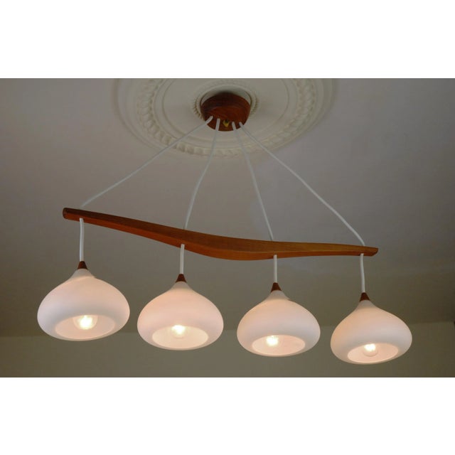 Mid-Century Modern Teak and Glass Hanging Lamp, 1960s For Sale - Image 3 of 10