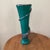 Vintage Deep Teal Murano Studio Art Glass Trumpet Vase With Spiraling Accent Signed by Artist For Sale - Image 12 of 12