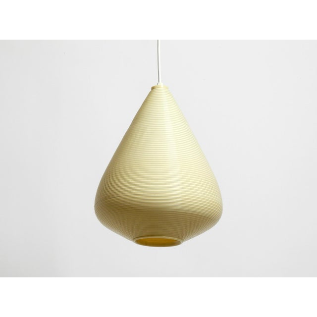 Beautiful original large 1960s beige heifetz rotaflex pendant lamp in a teardrop shape. great glare-free light for all...