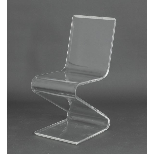 Modern Clear Acrylic "Z" Dining Chairs, 8 For Sale - Image 10 of 14