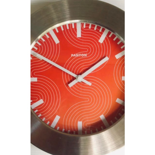 Metal Vintage Mid Century Postmodern Panton Orange Wall Clock For Sale - Image 7 of 10