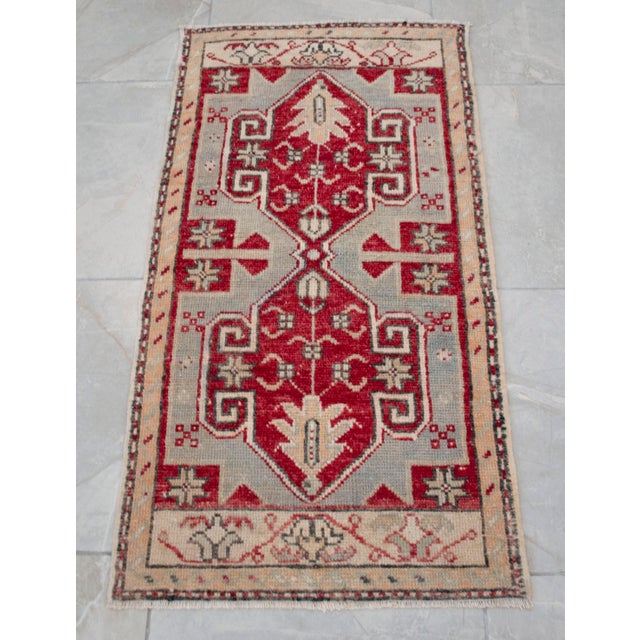 Hand Knotted Door Mat, Entryway Rug, Bath Mat, Kitchen Decor, Small Rug, Turkish Rug - 1′8″ × 3′3″ For Sale - Image 12 of 13