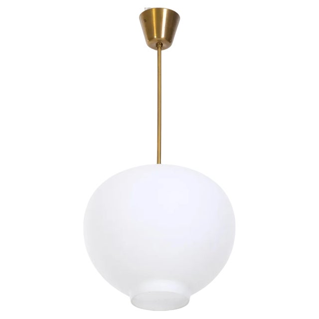 Glass & Brass Pendant attributed to Böhlmarks, Sweden, 1950s For Sale