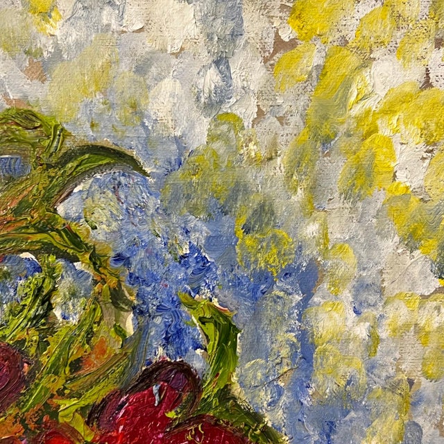 Rose Elizabeth MoorcroftExpressive Still Life Painting Red Rose Flowers 'Red for Love' by British Artist, 2000 For Sale - Image 10 of 12