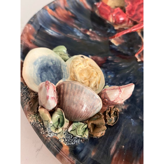 1930s Vintage Portuguese Louca De Caldas Palissy Majolica Platter For Sale - Image 11 of 12