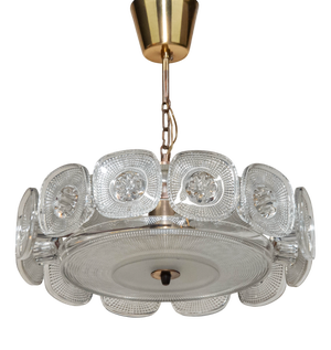Glass Veneta Chandelier by Kjell Blomberg for Gullaskruf, Sweden, 1960s