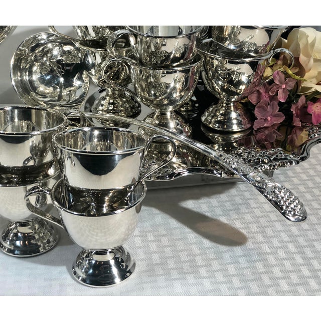 Large Silver Plated Punch Bowl Wine Chiller / Cups / Tray 20 Piece