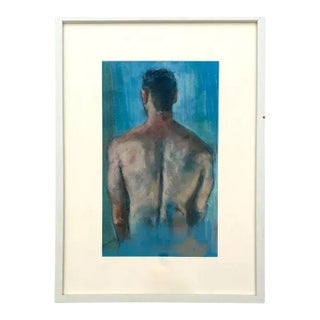 Vintage Boho Portrait of a Man Oil Pastel on Canvas For Sale