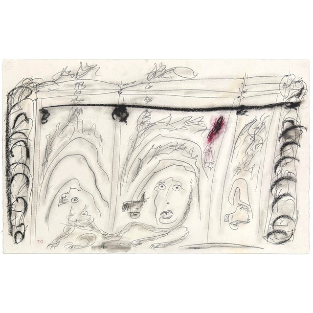 Original charcoal, graphite and mixed media drawing on artist paper. Hand initialed 'TD" lower front and hand titled and...