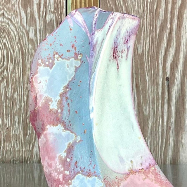 Vintage Boho Tony Evans Raku Fired Vase For Sale - Image 11 of 12