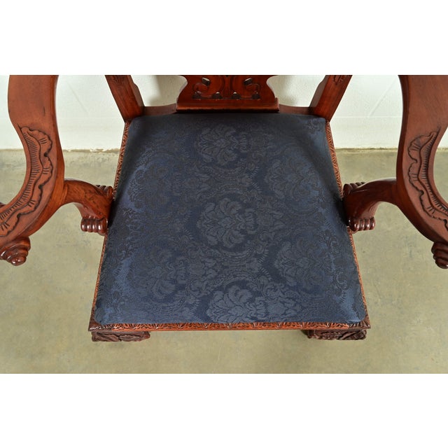 Wood Baker Furniture Style Chippendale Carved Mahogany Armchairs, Pair For Sale - Image 7 of 14