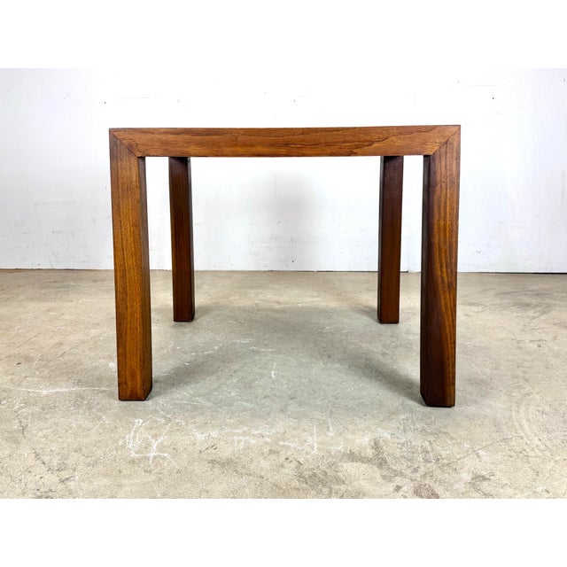 1970’s Mid Century Modern Walnut Parquet Parsons-Style Side Table by Lane For Sale - Image 12 of 12