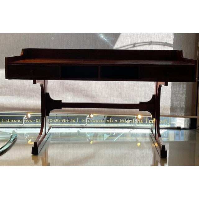 Walnut Center Desk with Drawers, 1960s For Sale - Image 6 of 18