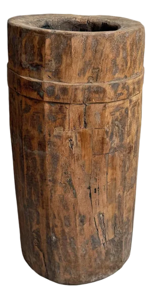 Antique India Wood Butter Pot