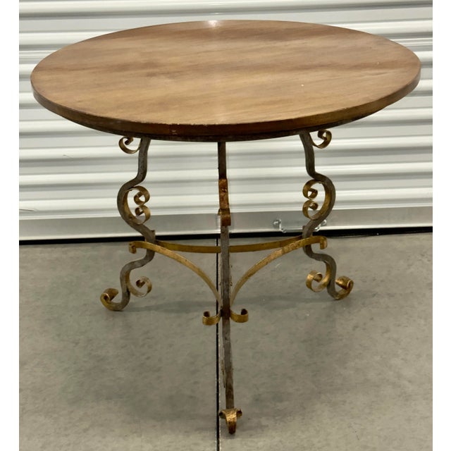 Wood 1940s Wrought Iron French Guéridon Side Table For Sale - Image 7 of 9