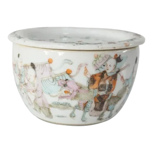 19th Century Chinese Famille Rose Decorated Covered Bowl or Cricket Cage