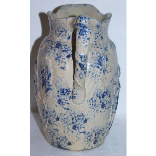 19th Century Lady Liberty Blue Sponge Ware Pitcher For Sale - Image 4 of 9