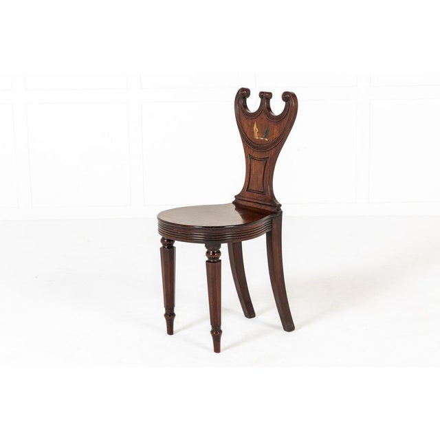 Hollywood Regency English Regency Mahogany Hall Chairs, Set of 2 For Sale - Image 3 of 12