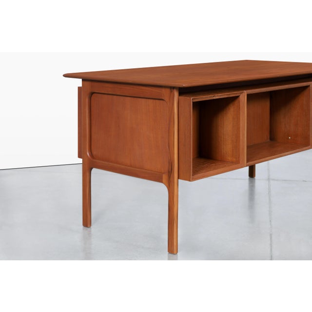 1960s Danish Modern Teak Desk With Bookcase by Erik Brouer for Brouer Mobelfabrik For Sale - Image 9 of 12