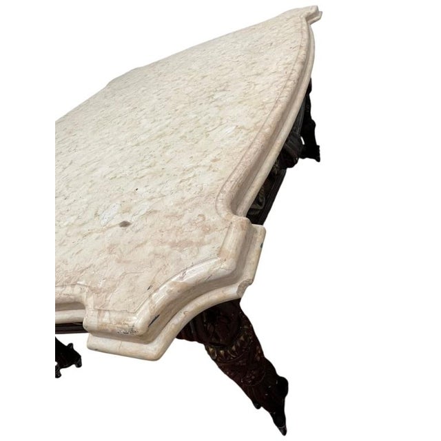 Early 20th Century Neoclassical Revival Carved Wood & Marble-Top Library Table on Casters For Sale In Miami - Image 6 of 18