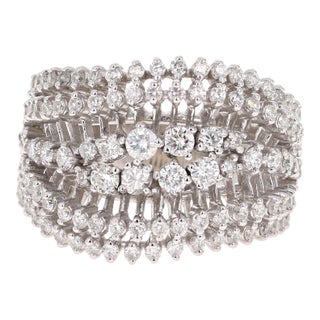 Roshe Jewels Diamond Ring 1.49 Carat Natural Diamonds 14kw Gold Cocktail Ring, Size 7 For Sale