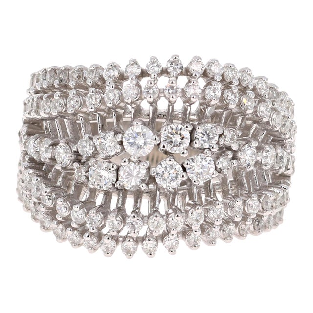 Roshe Jewels Diamond Ring 1.49 Carat Natural Diamonds 14kw Gold Cocktail Ring, Size 7 For Sale