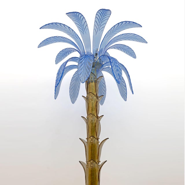 Murano Glass and Brass Palm Tree Floor Lamps from Maestri Muranesi, 1970s, Set of 2 For Sale - Image 11 of 14