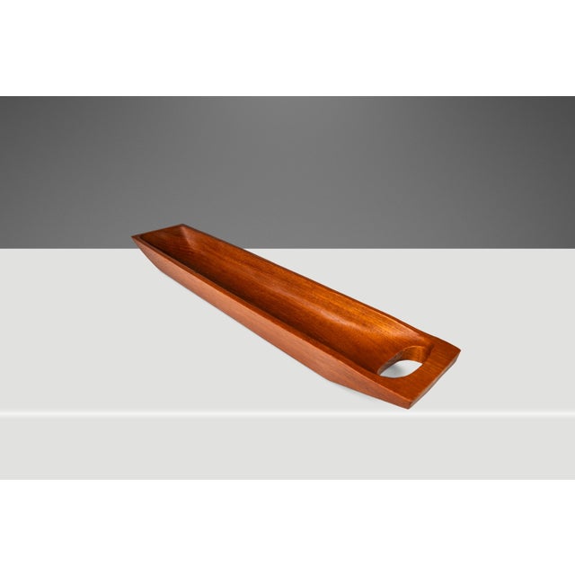 Mid-Century Modern Mid-Century Organic Modern Elongated Serving Tray / Catch-All Hand-Carved From Solid Teak, Circa 1970s For Sale - Image 3 of 12
