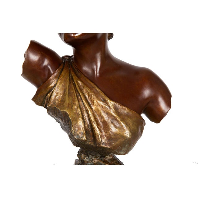 Brown Emmanuel Villanis Bronze Sculpture Bust of Thais For Sale - Image 8 of 17